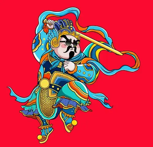年礼国潮原创插画门神