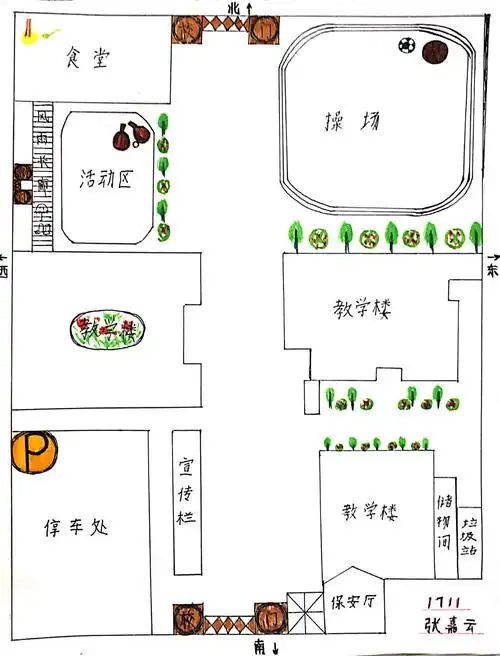 【泰山教研】手绘美丽校园,巩固位置与方向——记泰山
