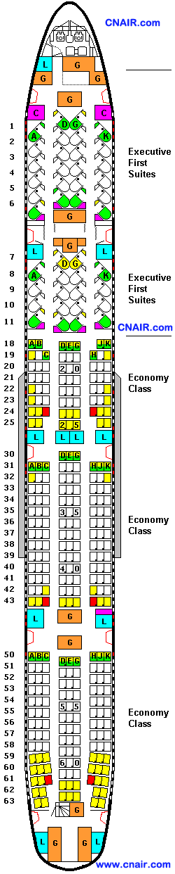 加拿大航空公司波音boeing 777-300er 机型 - 航班座位图 - 中国航空