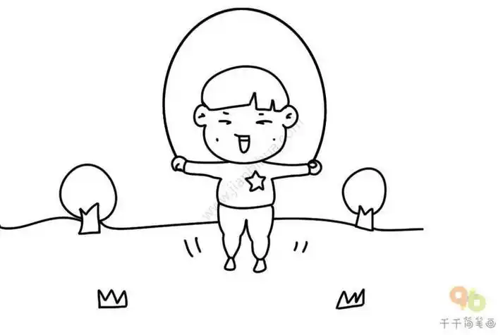 怎么画简笔画图片小男孩儿童节跳绳儿童画怎么画儿童节跳绳简笔画画法