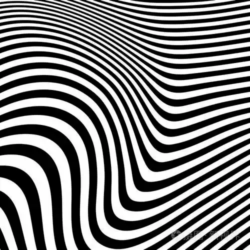 黑白条纹背景. 具有视觉失真效果的几何图案. 光学错觉. 弯曲的线 ..