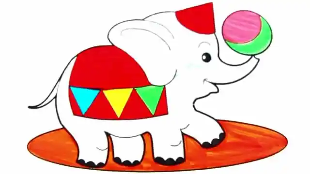 儿童涂色画:画画可爱的大象