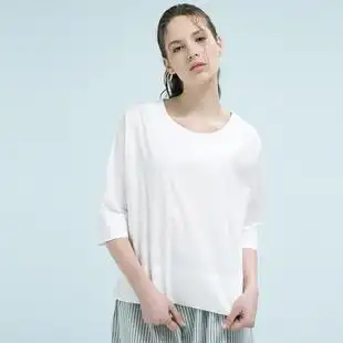 衬衫 茉兰多 宽松大码七分袖纯棉圆领上衣t119 文艺范极简约套头衬衫