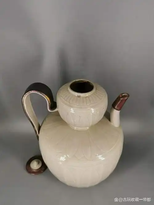 定窑包银福禄执壶旧藏高20cm直径15cm