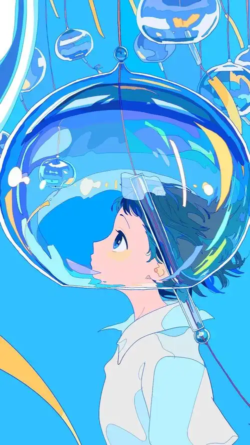 蓝色系插画二次元手机壁纸 第一辑