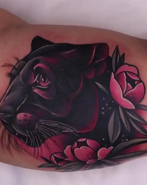 黑豹纹身图片_手臂new school纹身图案