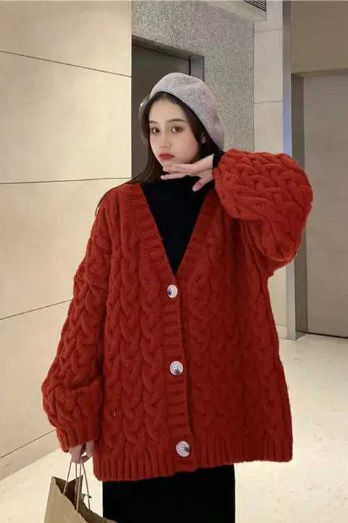 毛衣开衫外套加厚中长款