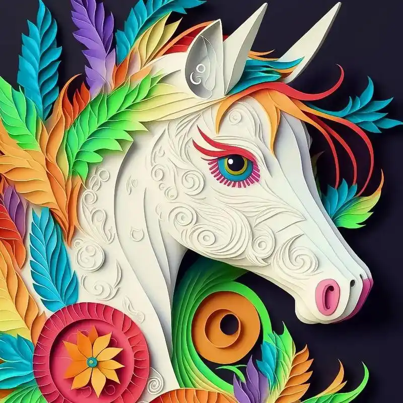 今天来一组绘画剪纸版:【马】, 祝大家事事顺意,马到成功!# - 抖音