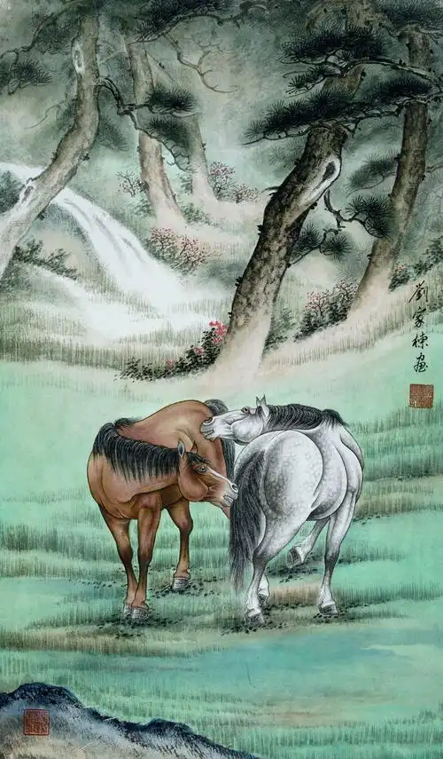 画家刘家栋工笔画—骏马图