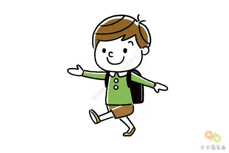 在走路的男孩简笔画