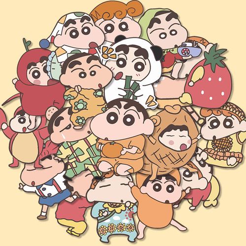 蜡笔小新贴纸卡通可爱笔记本电脑行李箱滑板车水杯装饰贴画防水