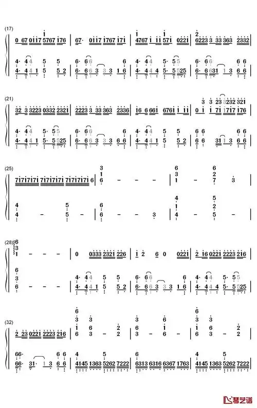 囍钢琴简谱-数字双手-葛东琪2