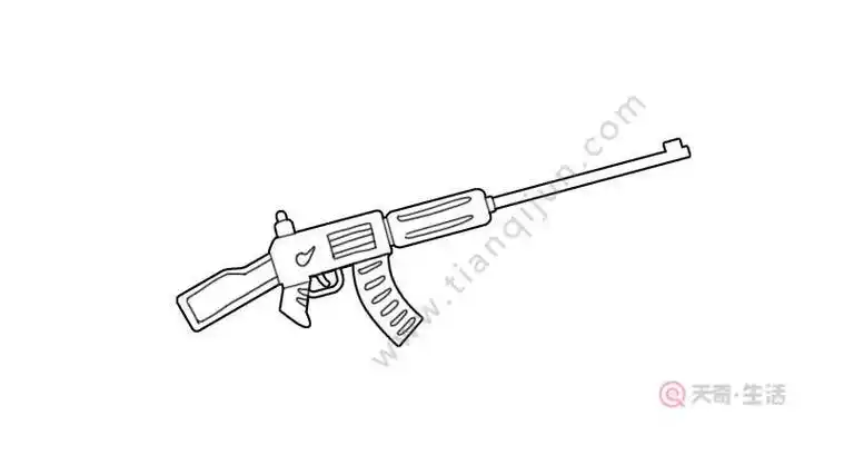 枪简笔画怎么画 枪简笔画画法冲锋枪武器简笔画步骤图片大全二枪简笔