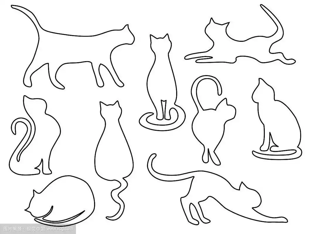 猫单线画