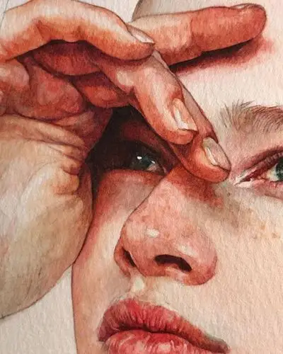 人物水彩画作品集,面部五官水彩画欣赏