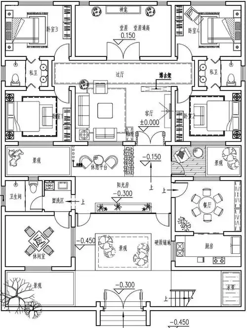 中式一层别墅设计图平面图