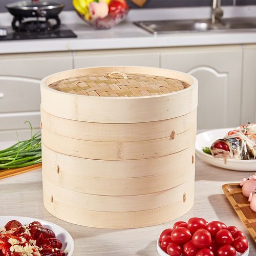 极度空间(jdkj)竹蒸笼蒸屉家用27cm小笼包笼屉两层饺子粉蒸肉工具竹制