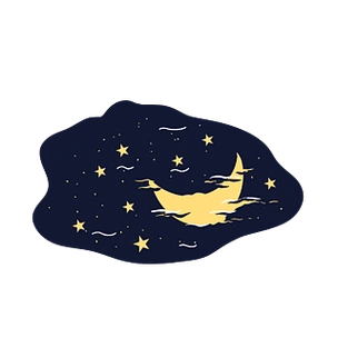 手绘水中月亮倒影