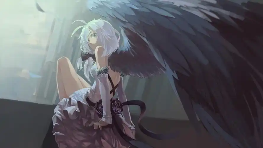 女孩翅膀天使鲜花唯美动漫壁纸