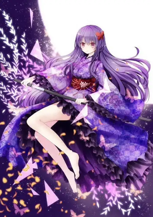 动漫美少女,梦幻,唯美,紫色系