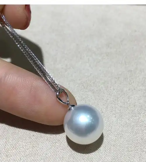 斯特克伦堡澳白珍珠项链冷光吊坠极强光南洋白珠天然海水瓜子扣单颗女