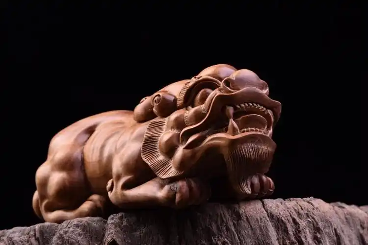 檀香正区印度供奉老山貔貅索尔雕刻木料手工木雕