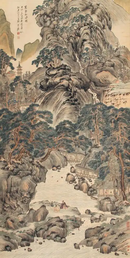 0237 万壑松风图 立轴 设色纸本