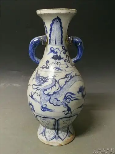 元青花龙纹双耳瓶