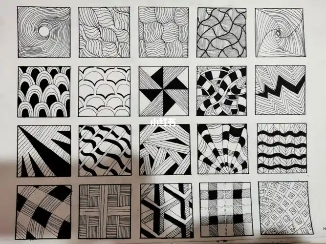 黑白装饰画肌理简单临摹素材来源网络