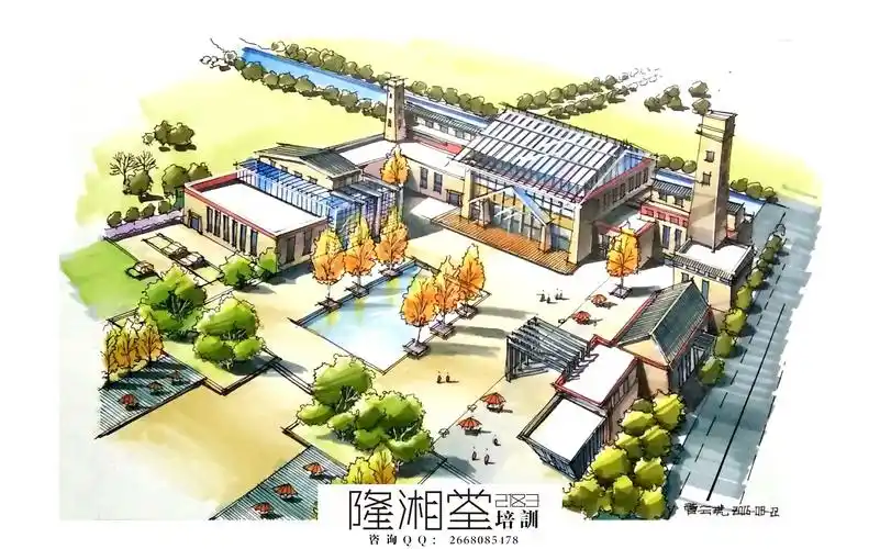 鸟瞰图,规划图(学生作品展示)|空间|建筑设计|隆湘堂2183手绘 - 原创