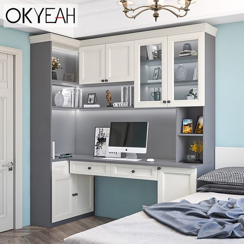 转角书桌拐角电脑桌书柜书架组合学习桌书柜一体卧室l型定制现代