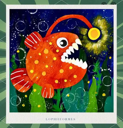 儿童画教程:深海探秘灯笼鱼