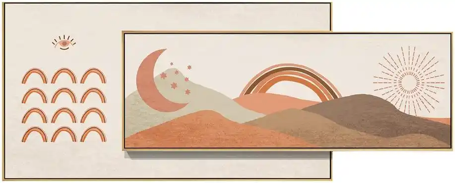 汇创名品 现代客厅卧室叠画日月同辉装饰画_设计素材库免费下载-美间