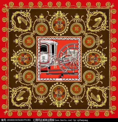 丝巾图案# #方巾印花# #欧式# #复古# #印花# #花型# #爱马仕# #直Ζ