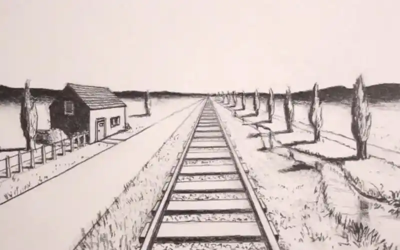 【素描基础】一点透视的画法丨平行透视应用画风景 丨透视原理丨零