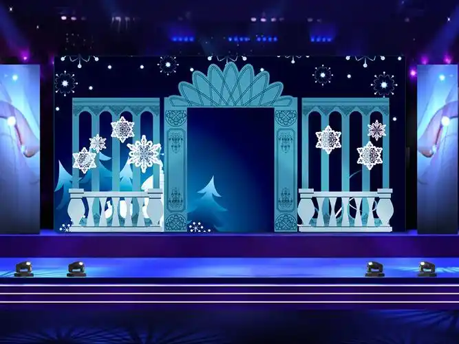 2018欧式蓝色婚庆舞台背景psd分层模板