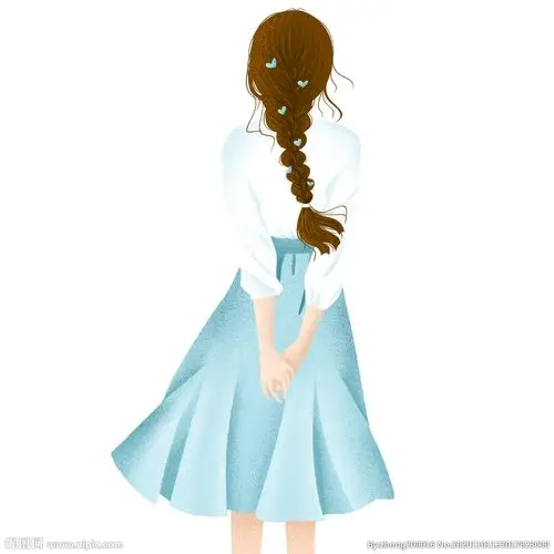 手绘卡通清新女孩背影图片