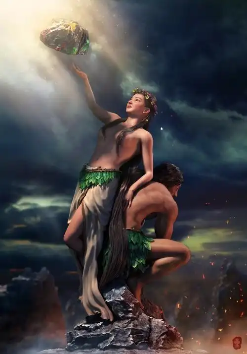 还有传说她与伏羲是兄妹,她与伏羲结婚而产生人类,后来女娲禁止兄妹相