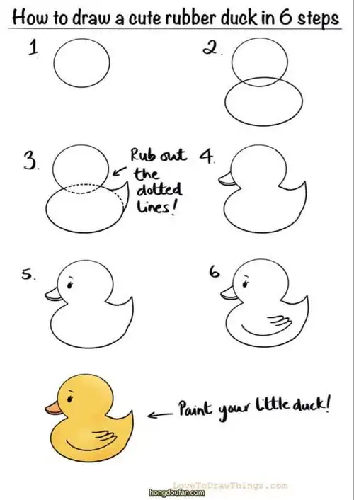 小鸭子简笔画大全-红豆饭小学生简笔画大全