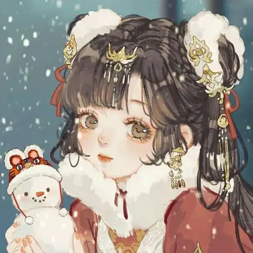 古风萝莉萌系女头像两脸夭桃从镜发一眸春水照人寒