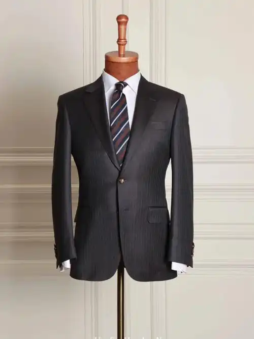 杰尼亚zegna黑棕色条纹定制西装