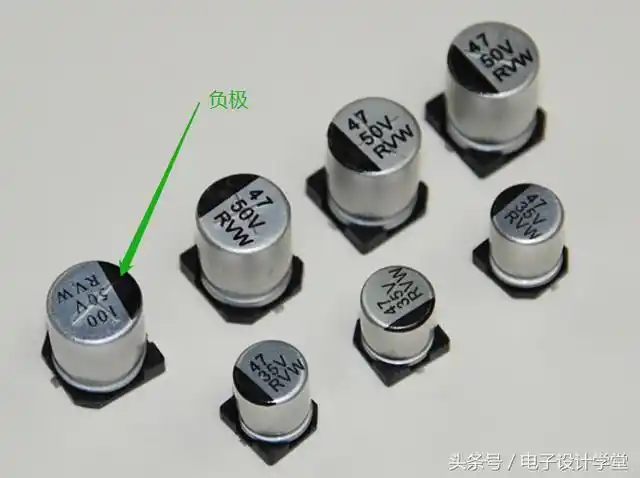 图 2贴片铝电解电容正负极识别识别图 3 贴片钽电解电容正负极识别