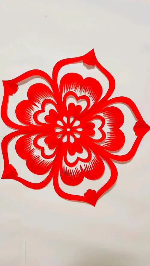 五角剪纸花中花教程!