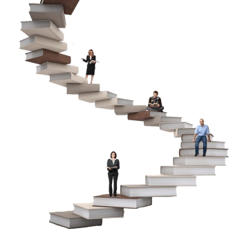 站在书本台阶上的人