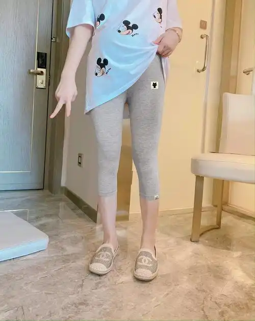 版小猫图案托腹裤七分薄款夏季子女150小个子孕妇春装外穿孕妇裤