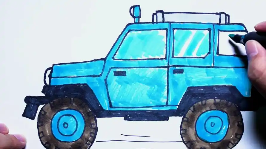 越野车简笔画,看一遍你就学会了