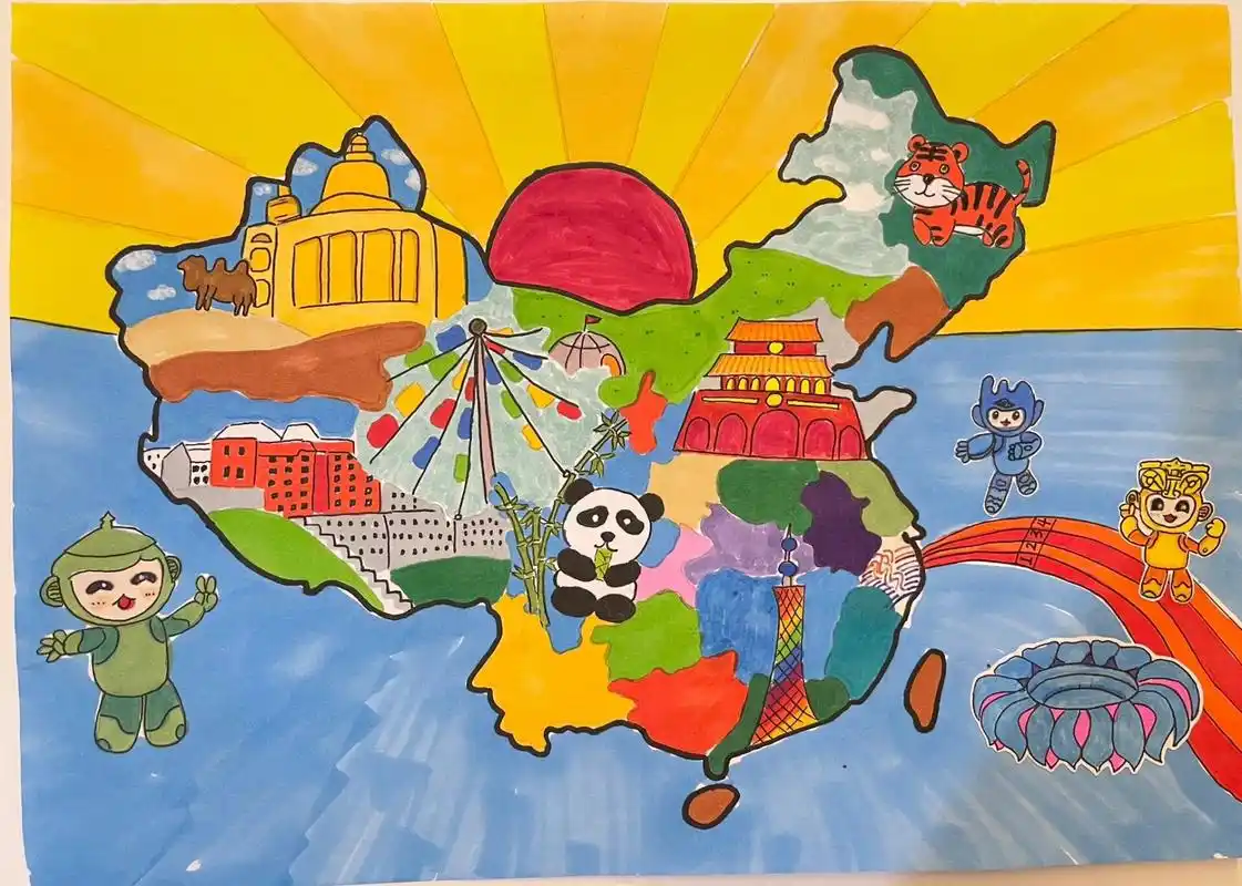 手绘中国地图🗺️ 图4⃣️简单线稿,需要的自取哦