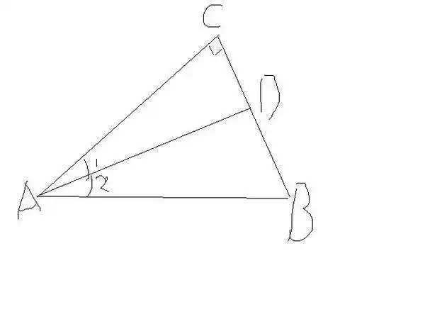 如图在三角形abc中角c等于90度,角1=角2,cd=1.5 bd=2.5 求ac的长