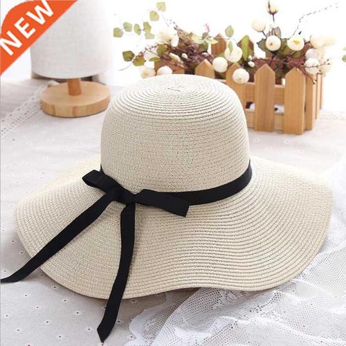 simple foldable wide brim floppy girls straw hat sun hat bea