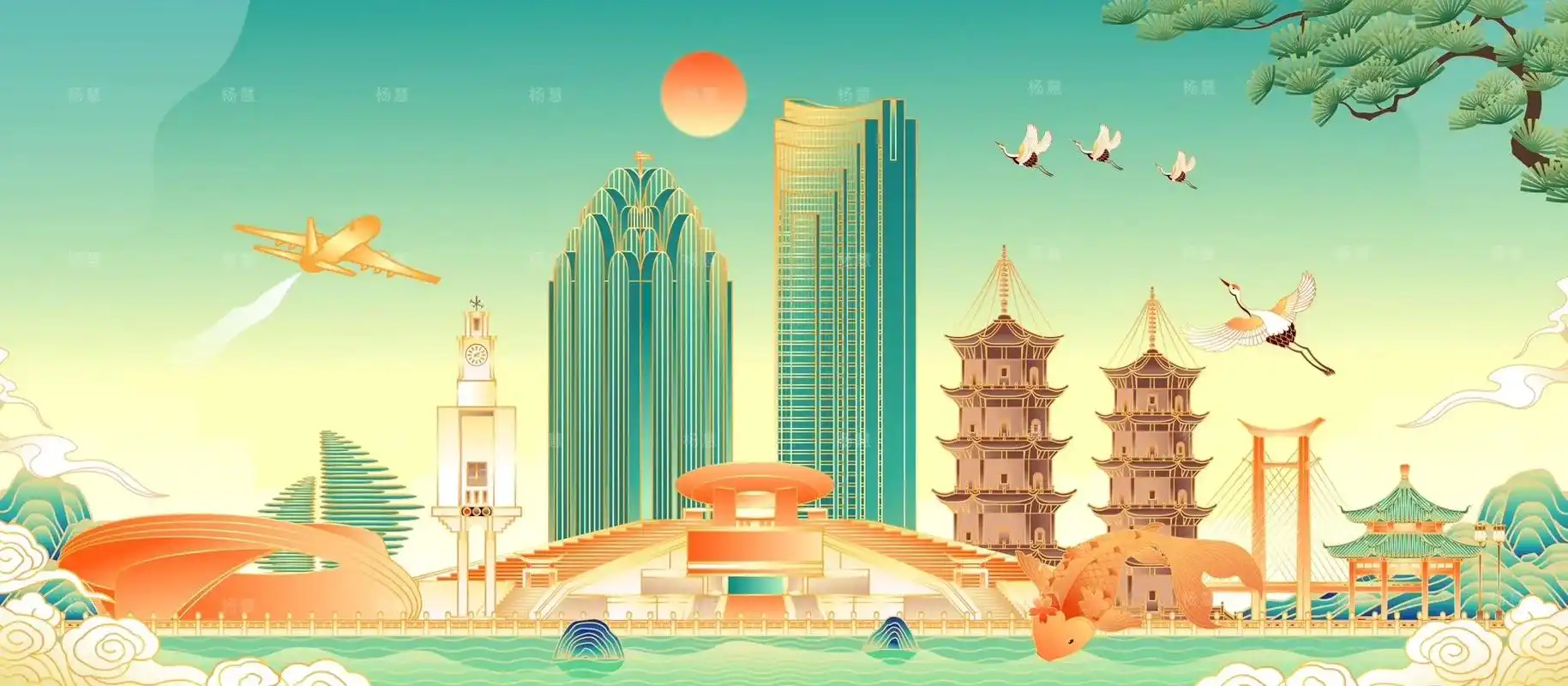 福建泉州地标建筑群矢量插画(多图)福建泉州/城市地标建筑/矢 - 抖音